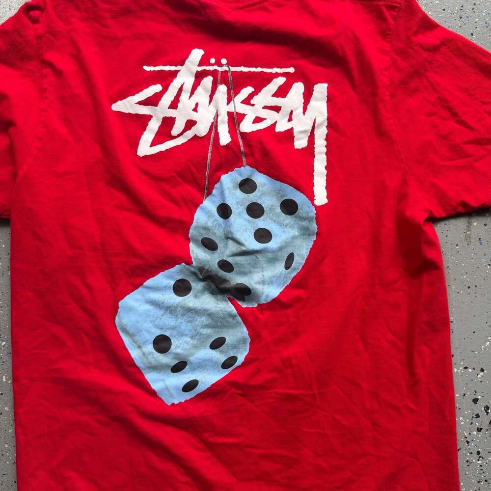Stussy Fuzzy Dice Tee Red Size XL - Picture 2 of 7